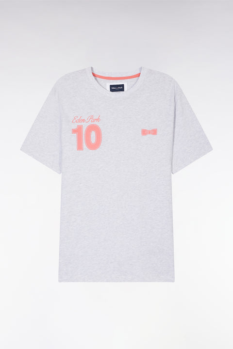 T-shirt 10 en coton gris et rouge coupe décontractée - Image 2