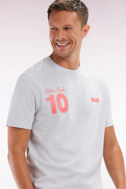 T-shirt 10 en coton gris et rouge coupe décontractée - Image 3