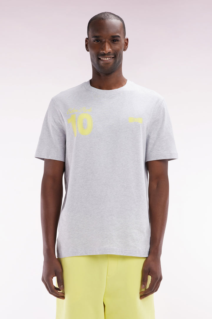 T-shirt 10 en coton gris et jaune coupe décontractée