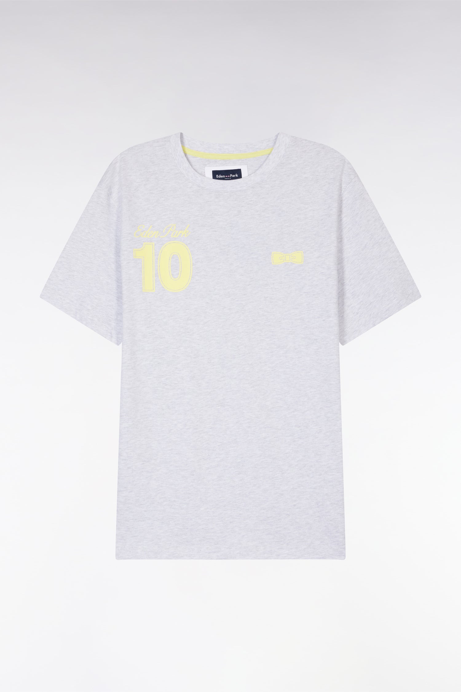 T-shirt 10 en coton gris et jaune coupe décontractée