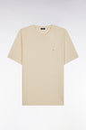 T-shirt en coton et lin écru coupe droite
