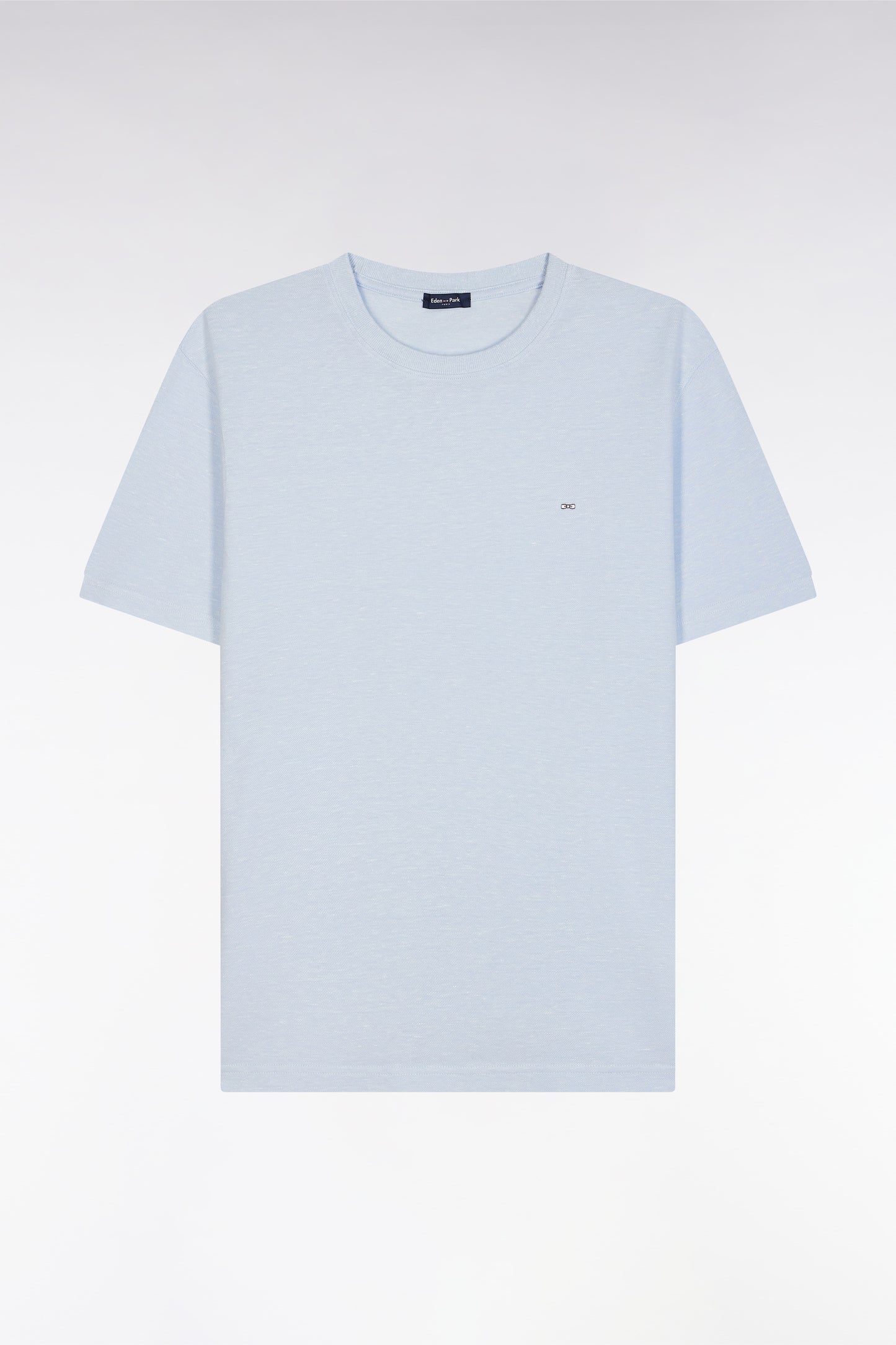 T-shirt en coton et lin bleu clair coupe droite