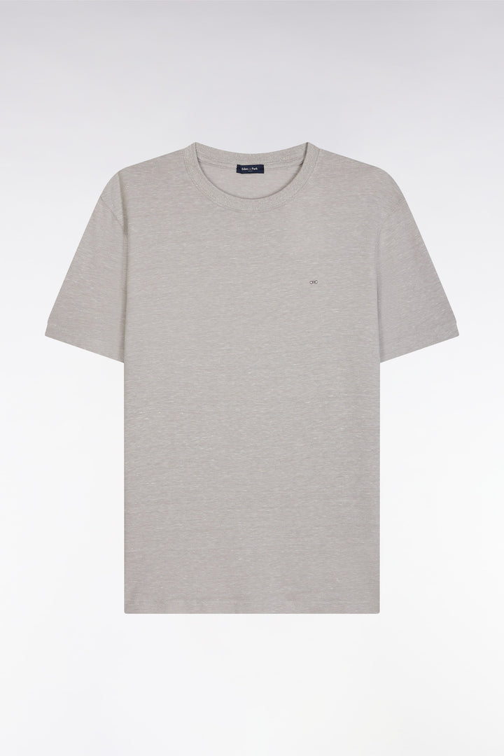 T-shirt en coton et lin gris coupe droite