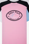 Straight-cut pink cotton short-sleeved T-shirt