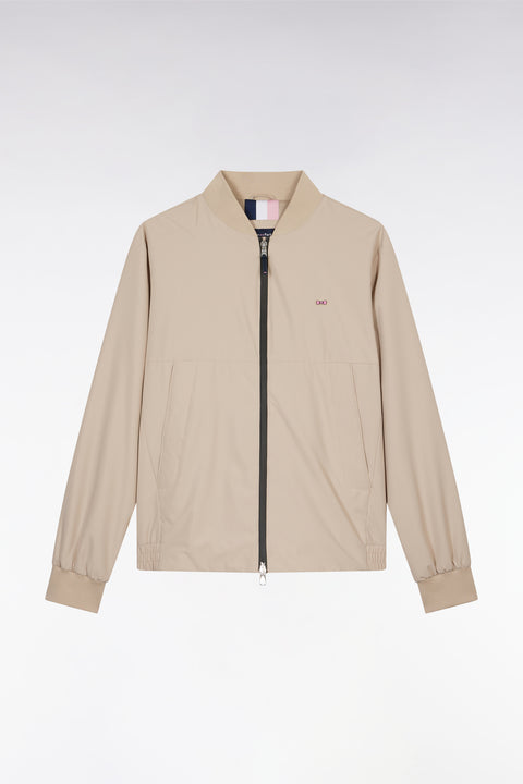 Soft Touch nylon beige zipped jacket with teddy collar - Image 2