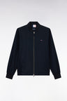 Soft Touch nylon navy zipped jacket with teddy collar