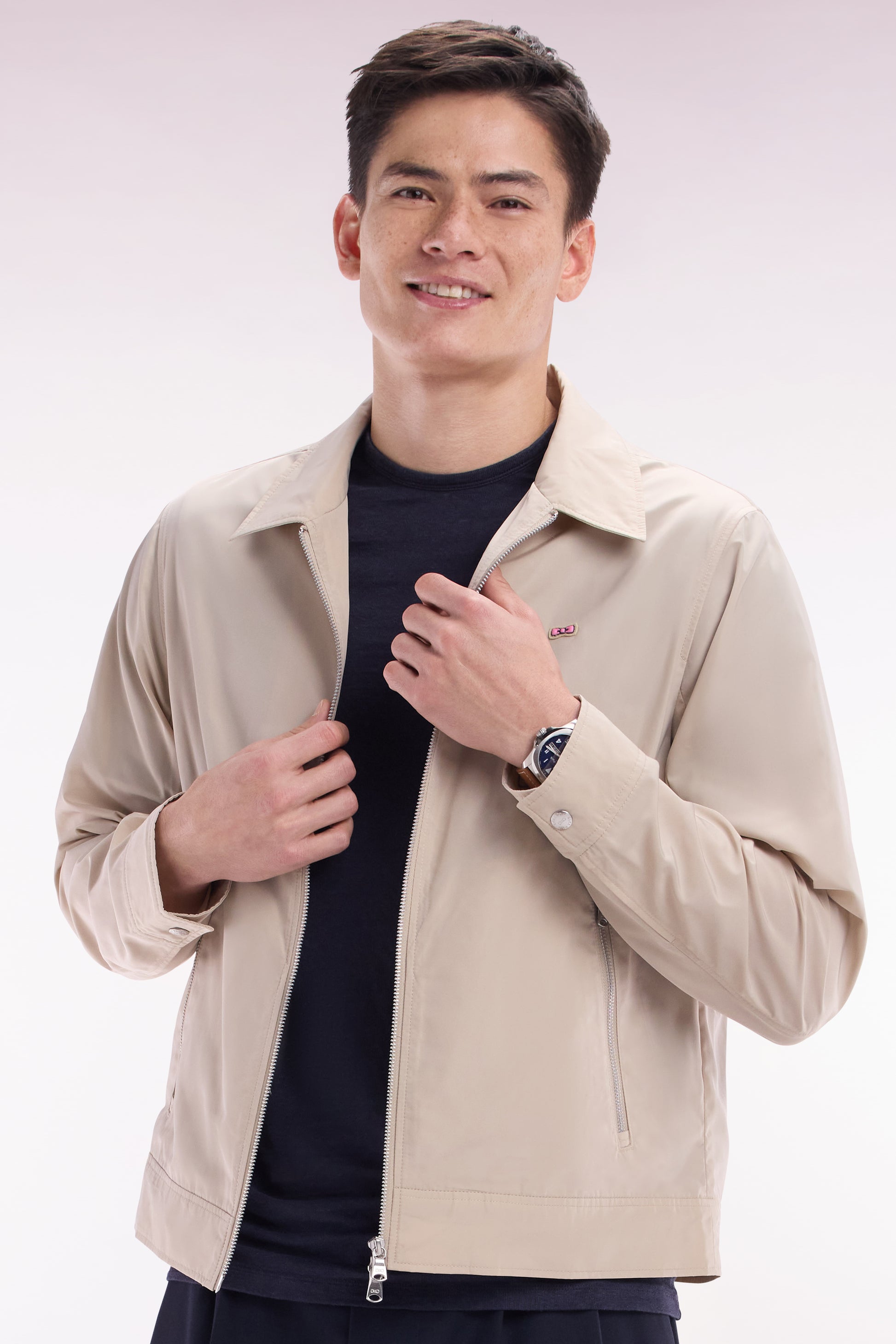 Blouson zippé beige