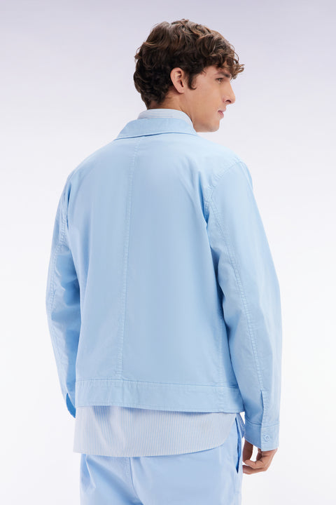 Zipped sky blue jacket in stretch cotton gabardine - Image 2