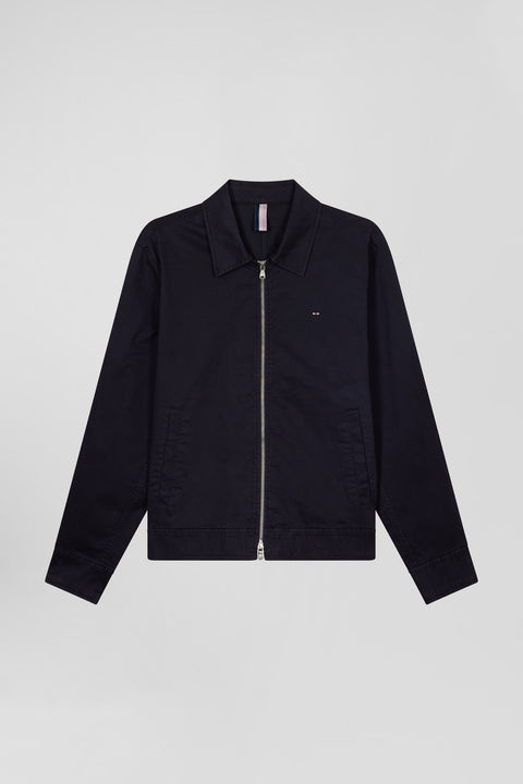 Blouson zippé en gabardine de coton stretch marine - Image 2