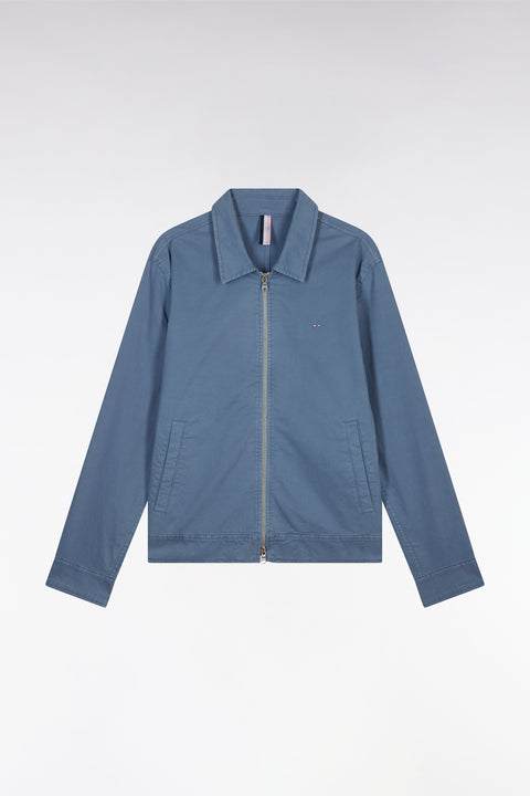 Zipped grey jacket in stretch cotton gabardine - Image 2