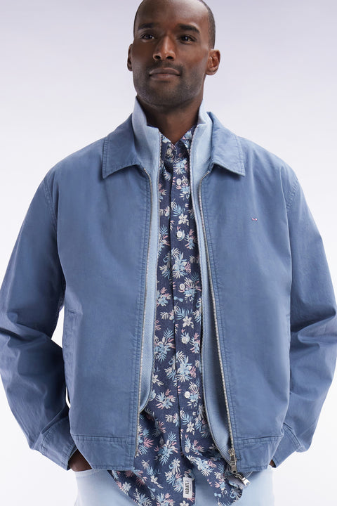 Zipped grey jacket in stretch cotton gabardine - Image 3