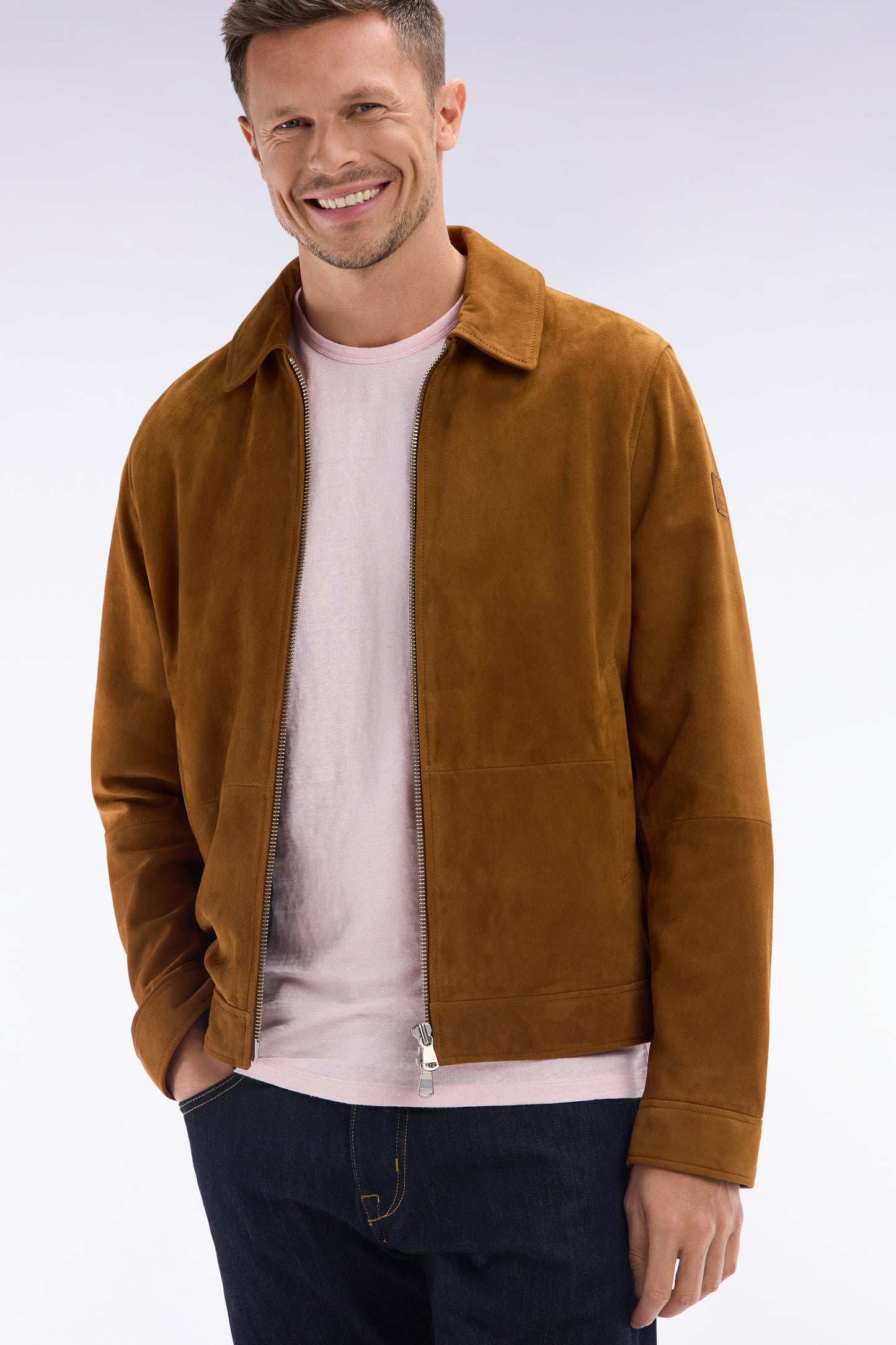 Brown suede zipped jacket