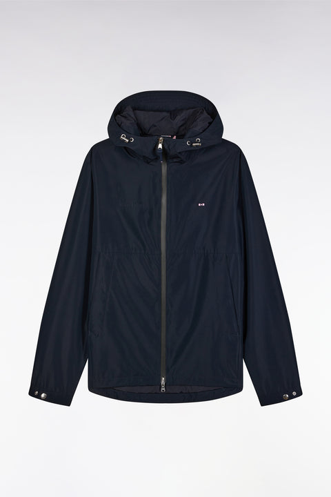 Soft Touch navy nylon windbreaker jacket with hood - Image 2