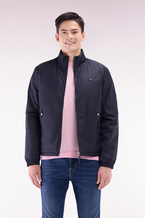 Windbreaker navy jacket in embroidered matte nylon - Image 1