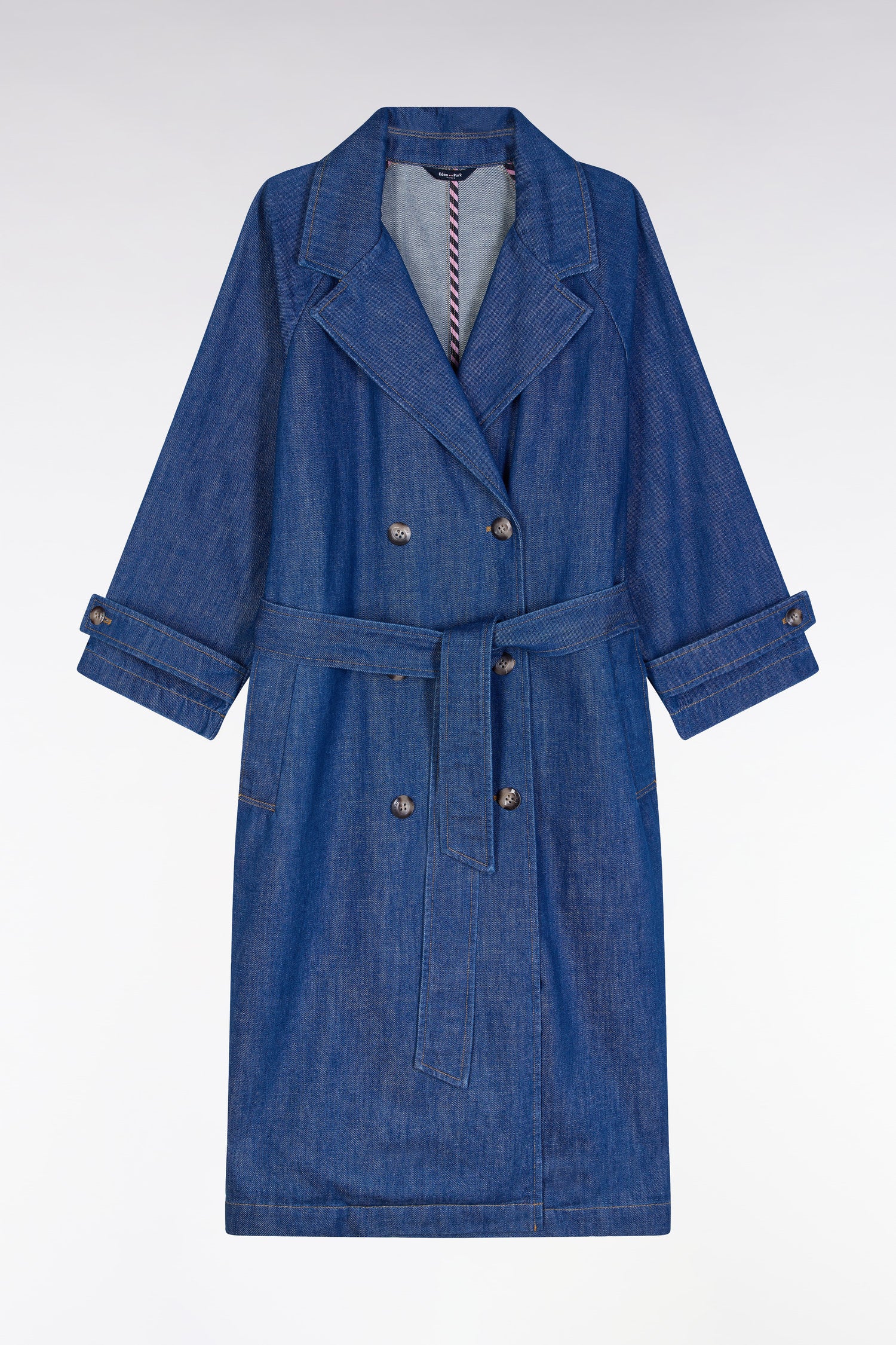 Trench-coat oversized en denim bleu