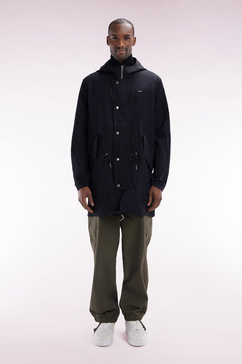 Lightweight black parka with integrated hood - Image 1