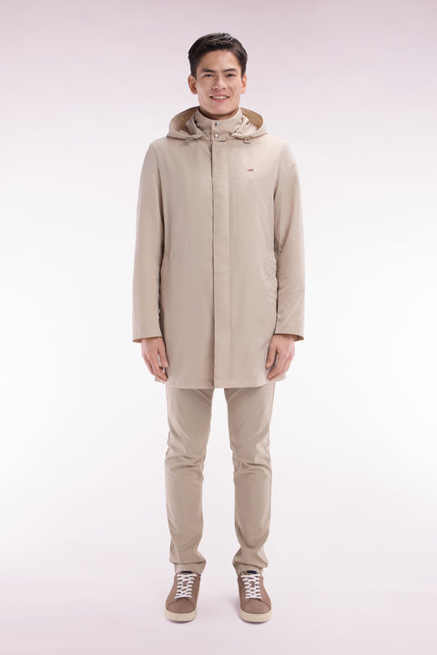 Beige hooded parka - Image 1