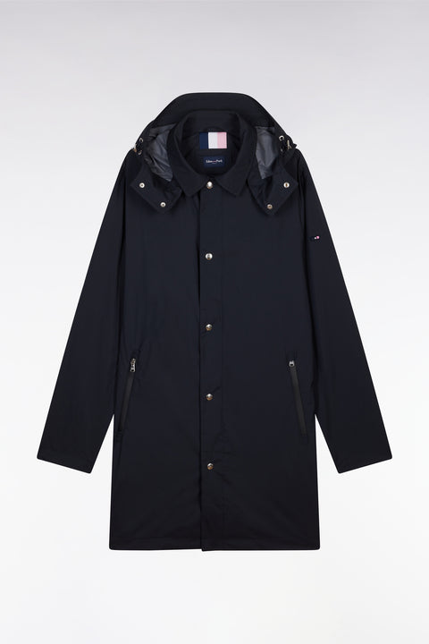 Navy blue parka with removable hood - Image 2