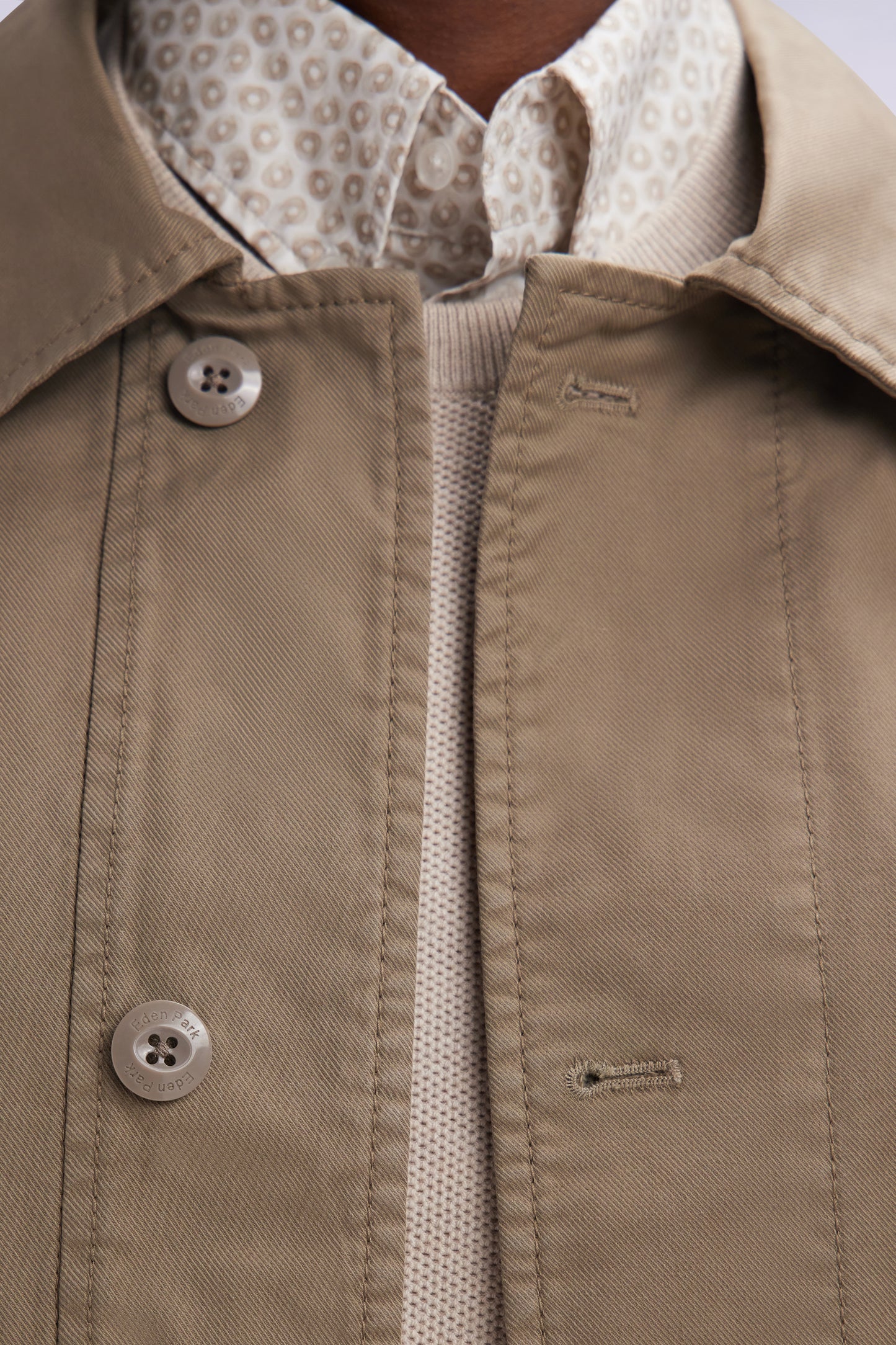 Sand stretch cotton overshirt with patch pockets