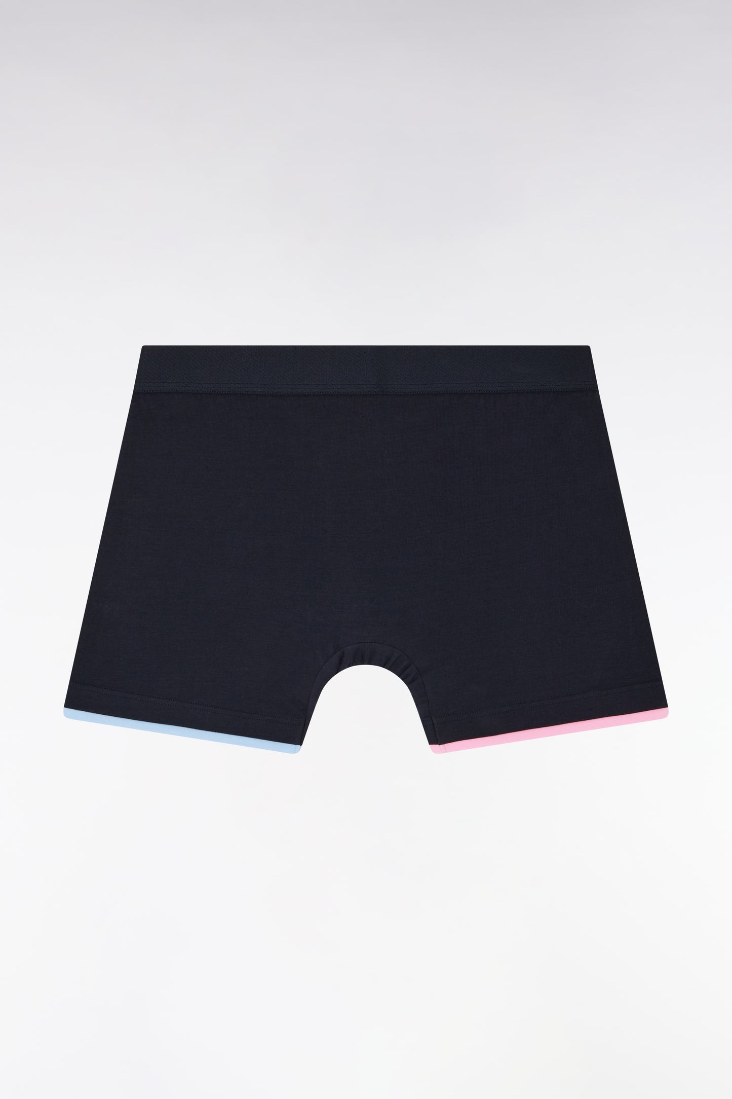 Boxer en jersey de coton stretch uni marine à bordures rayées