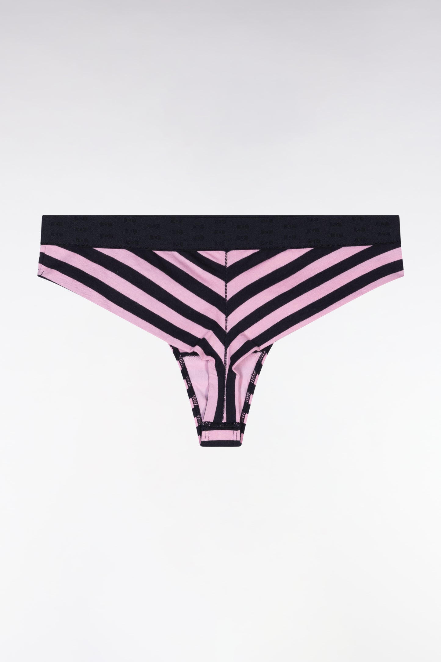 Culotte tanga en modal stretch cerclé marine et rose