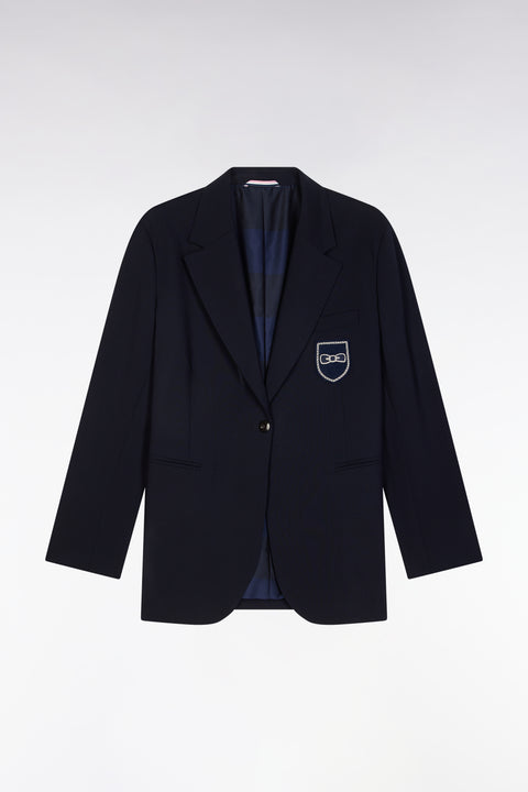 Veste de costume en laine vierge marine coupe Oversized - Image 2