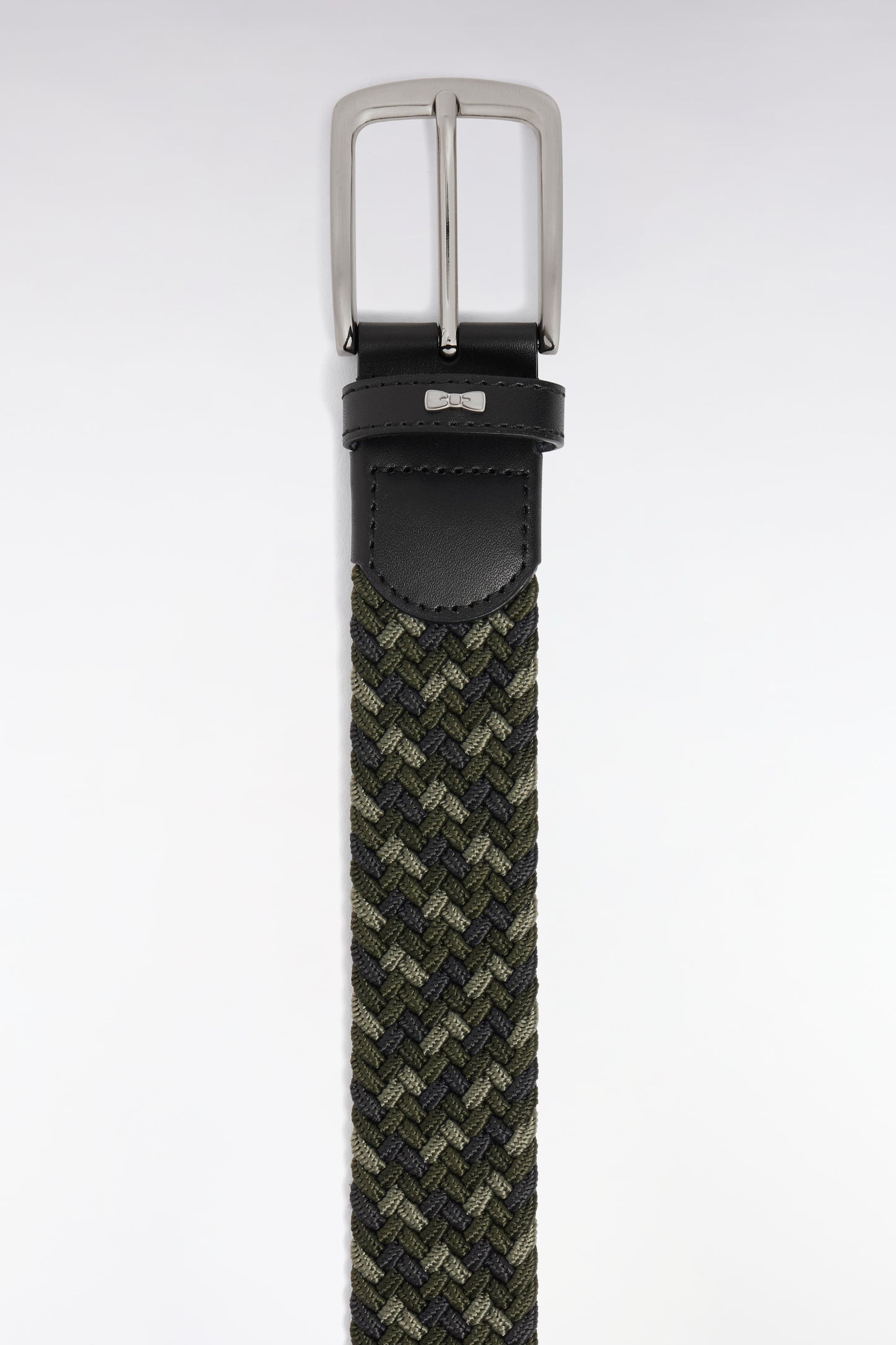 Ceinture textile élastiquée tricolore kaki