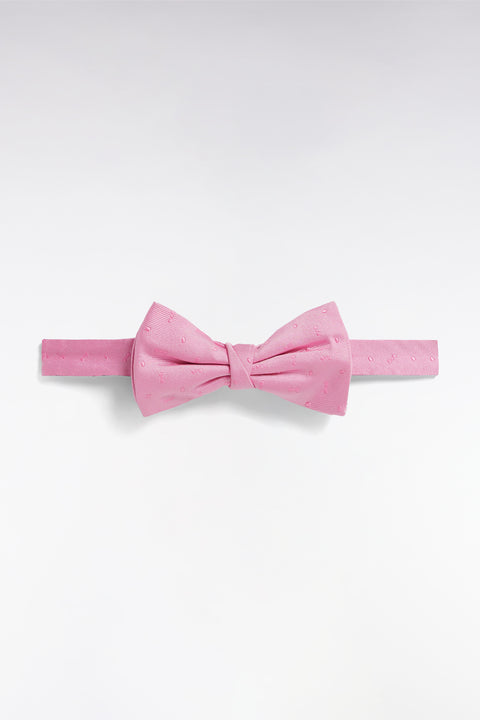 Noeud papillon en soie rose à micromotifs - Image 1