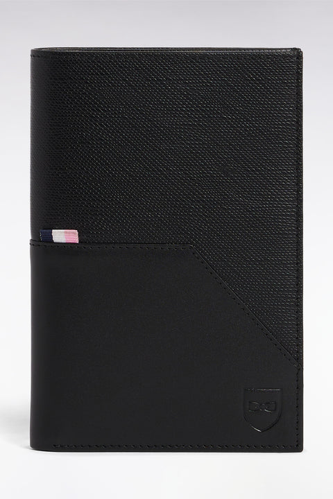 Portefeuille taille passeport bimatière en cuir noir - Image 3