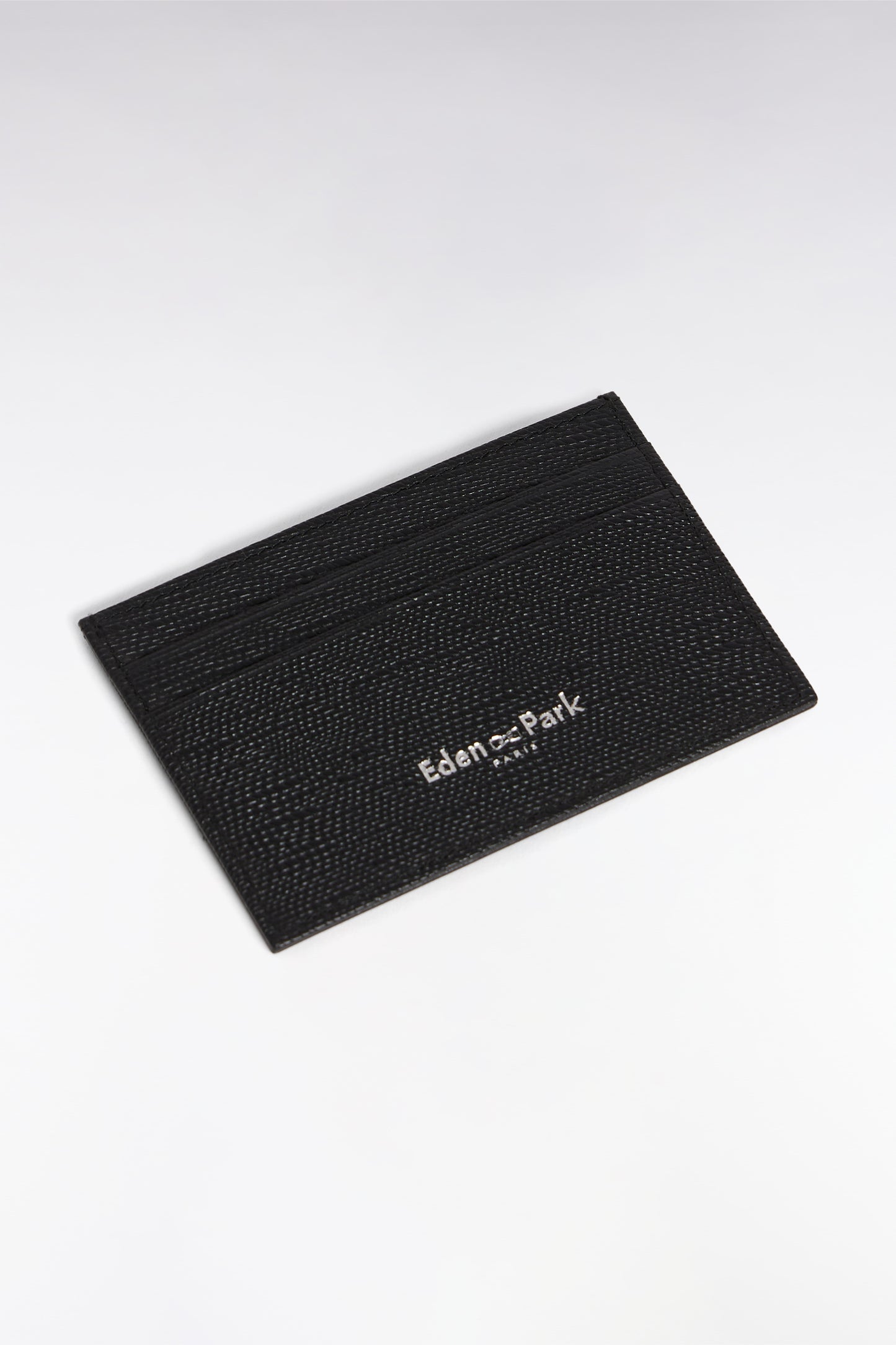Porte-cartes bimatière en cuir noir