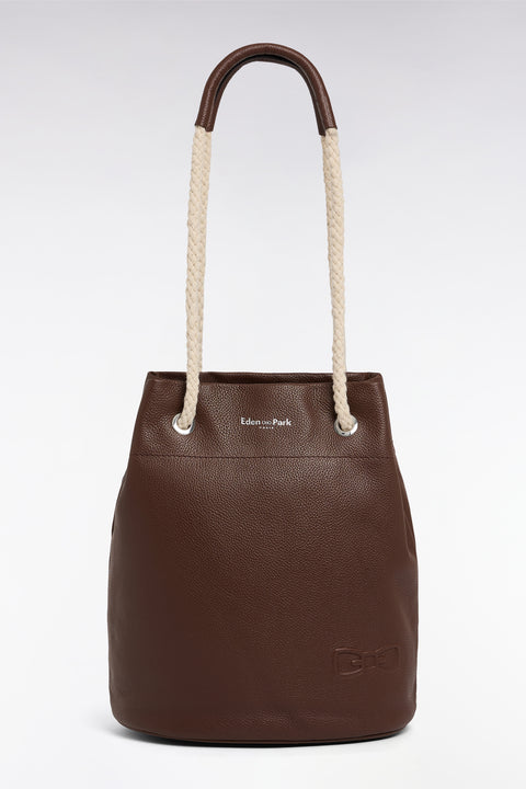 Sac seau en cuir marron - Image 1