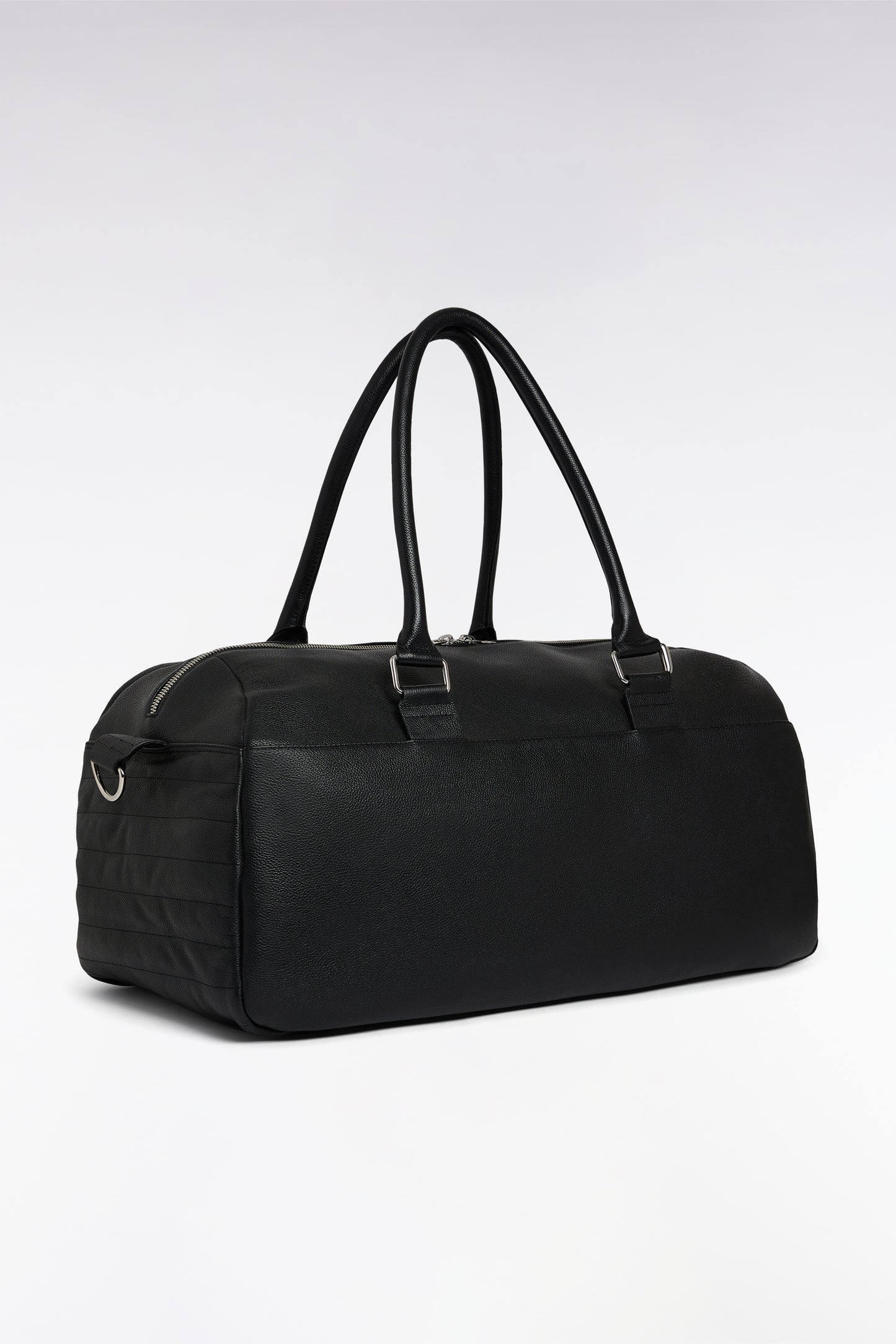 Black grained leather travel bag