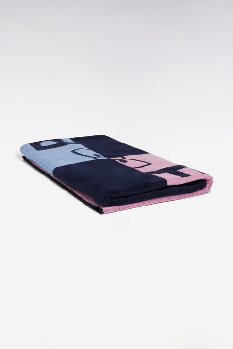 Serviette de plage en coton marine colorblock Eden Park - Image 2