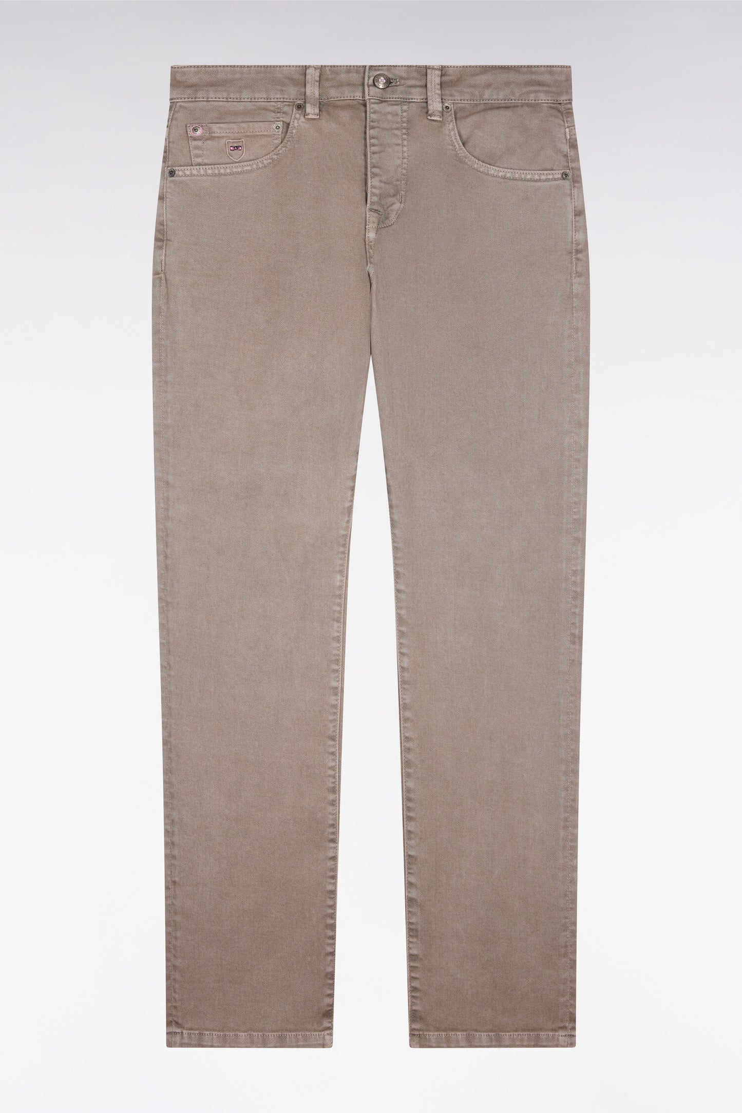 Jean en denim stretch beige coupe regular