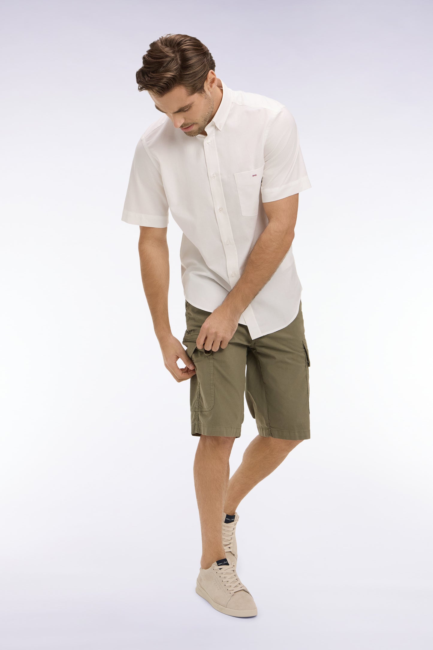 Bermuda cargo en coton kaki