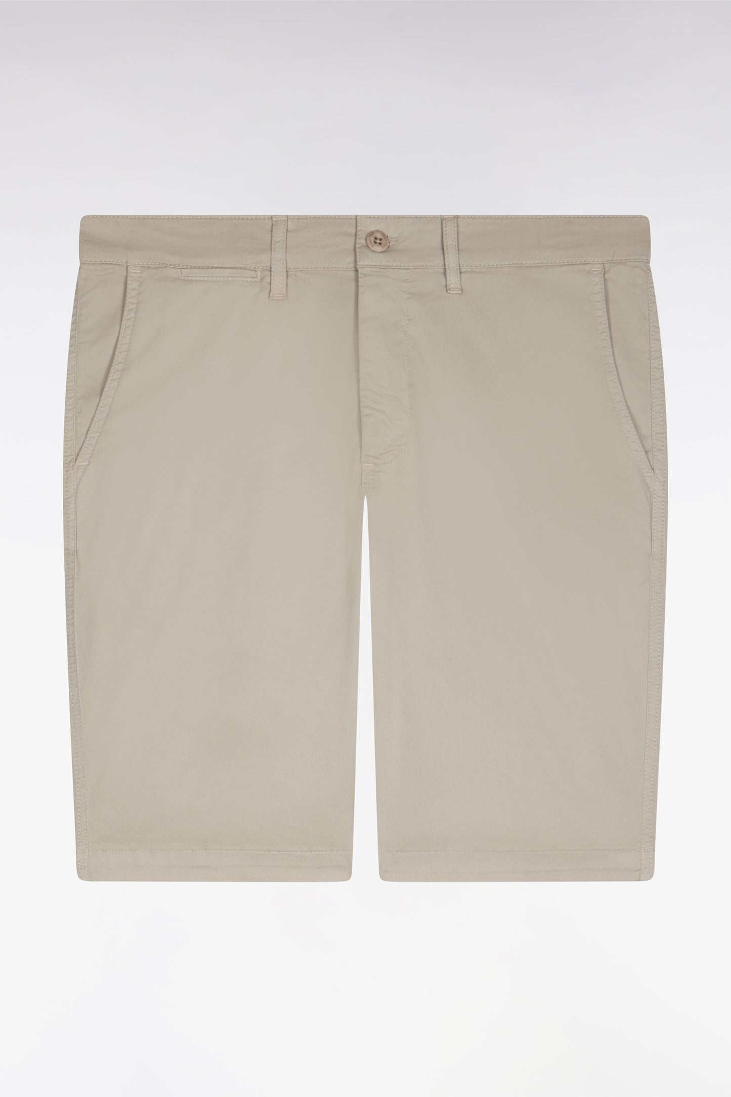 Chino Bermuda shorts in light gray stretch gabardine