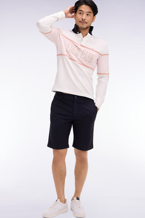 Bermuda en coton et lyocell mélangés marine - Image 1