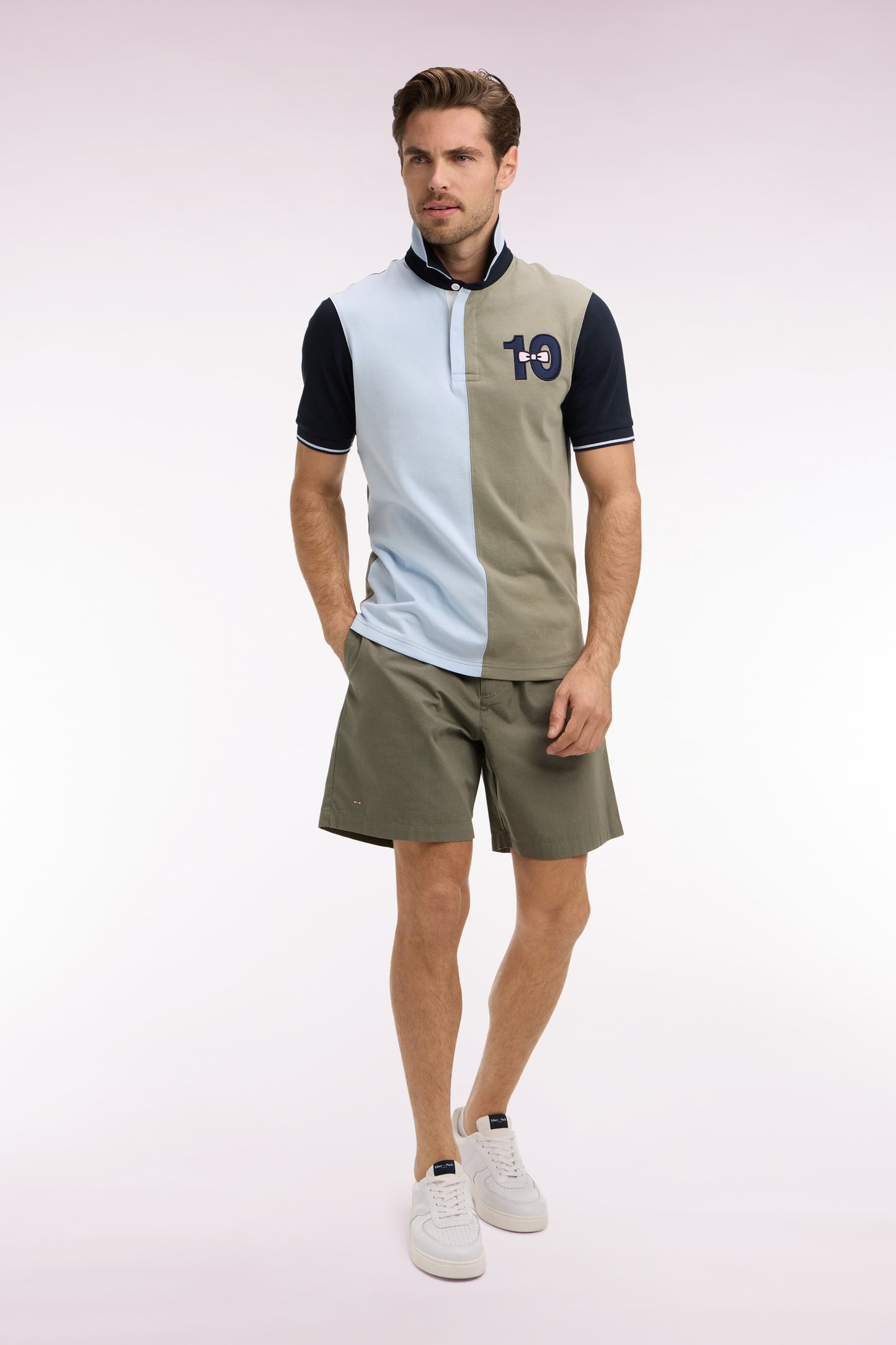 Khaki cotton poplin shorts