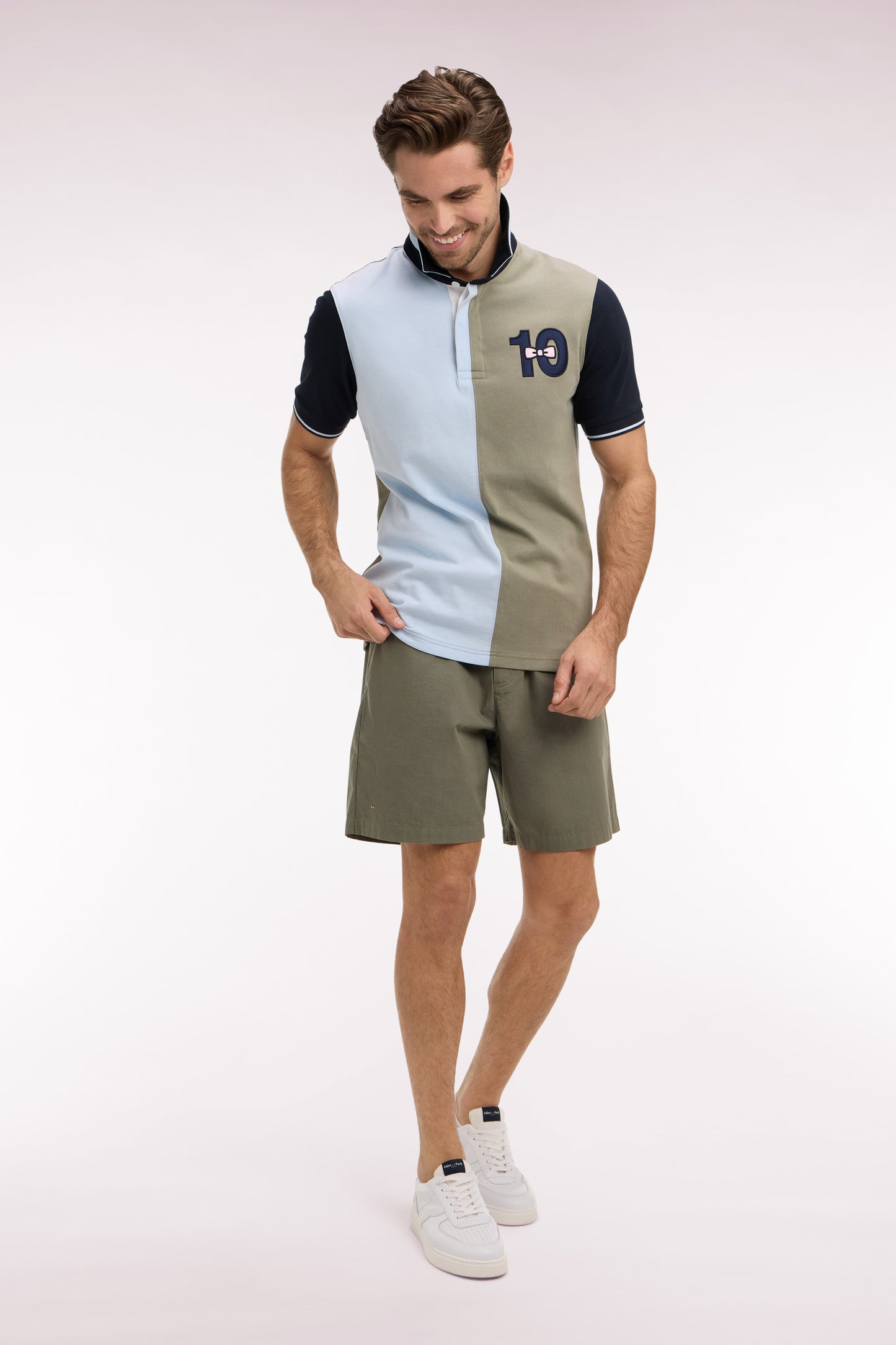 Khaki cotton poplin shorts