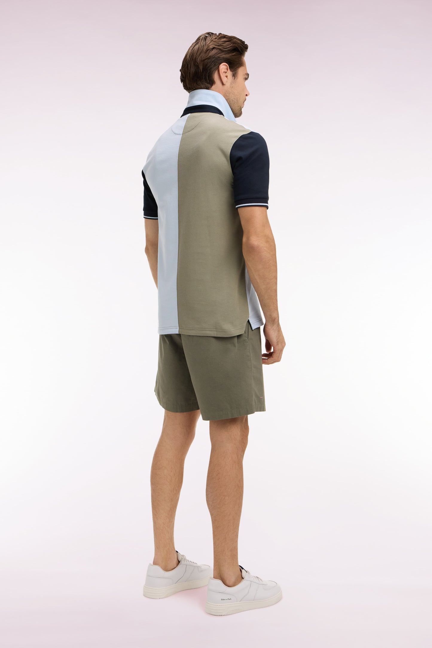 Khaki cotton poplin shorts