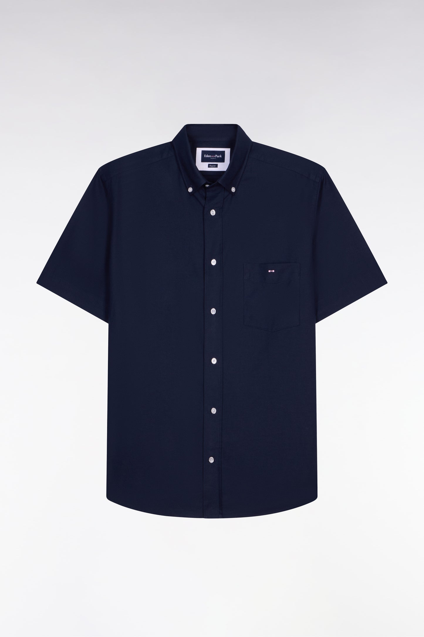 Chemise à manches courtes en piqué coton marine