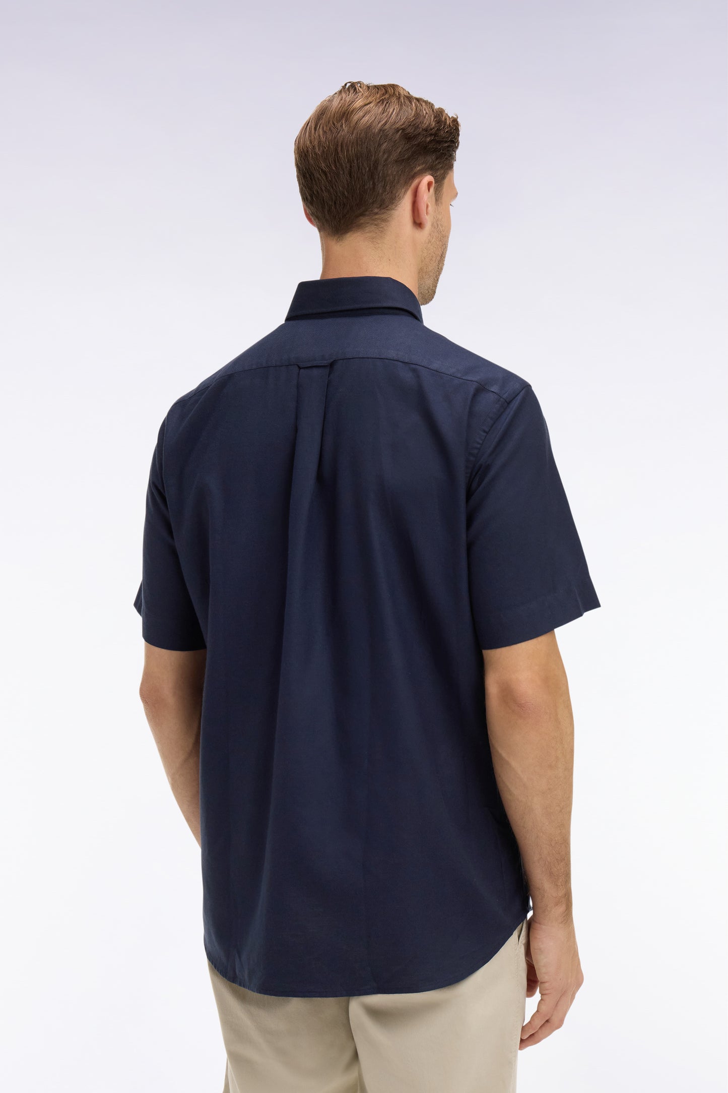 Chemise à manches courtes en piqué coton marine