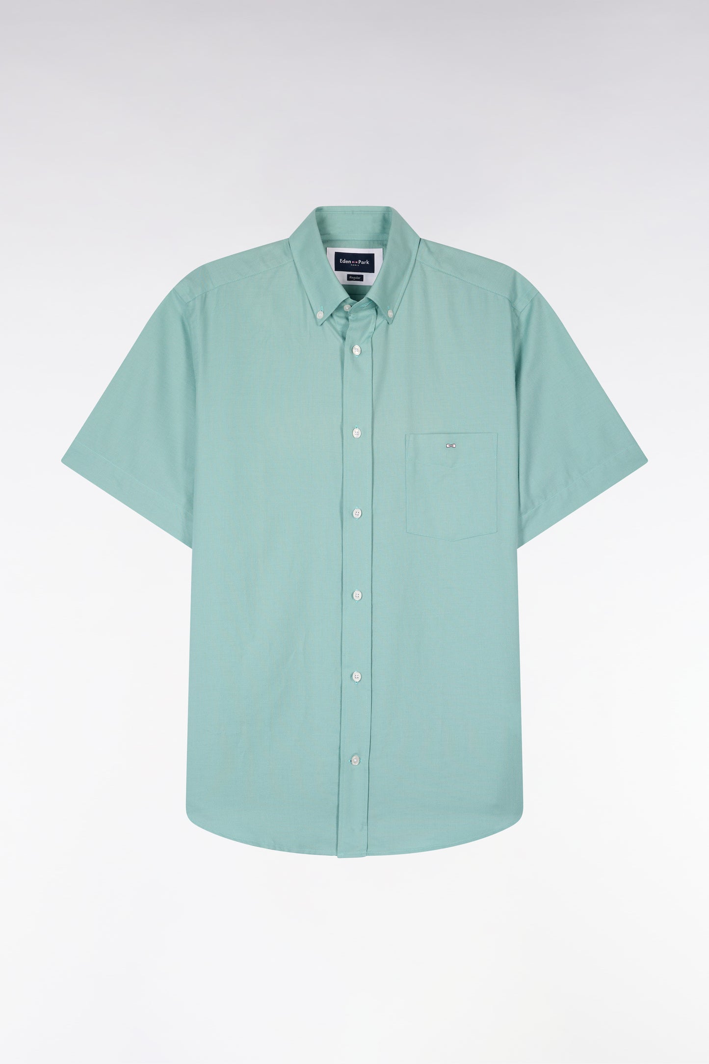 Chemise à manches courtes en piqué coton vert d'eau