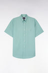 Chemise à manches courtes en piqué coton vert d'eau