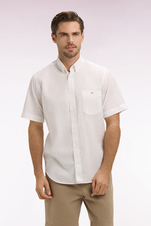 Chemise à manches courtes en coton jacquard blanc - Image 3