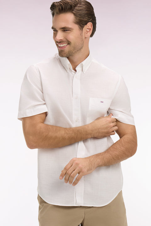 Chemise à manches courtes en coton jacquard blanc - Image 1