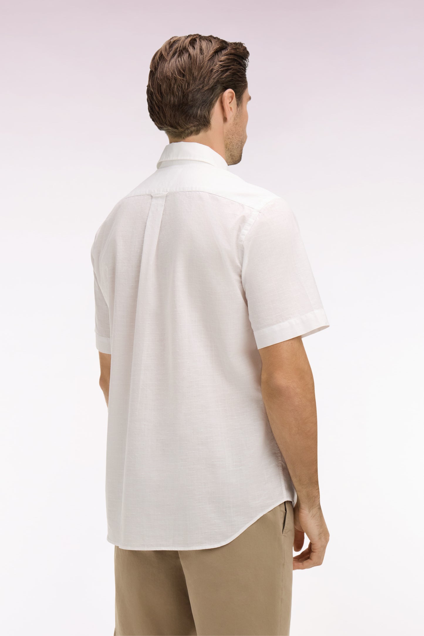 Chemise à manches courtes en coton jacquard blanc