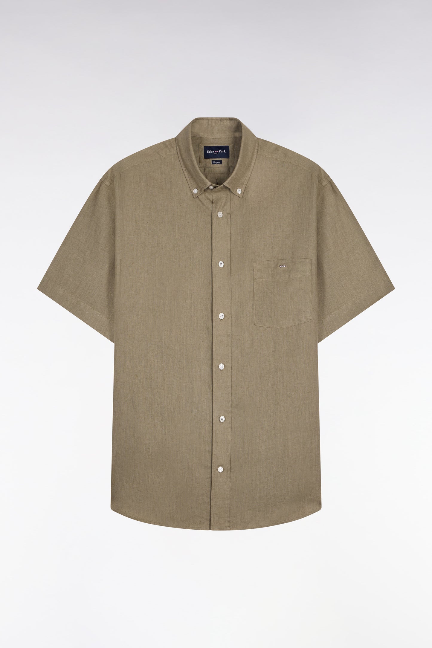 Chemise à manches courtes en lin marron