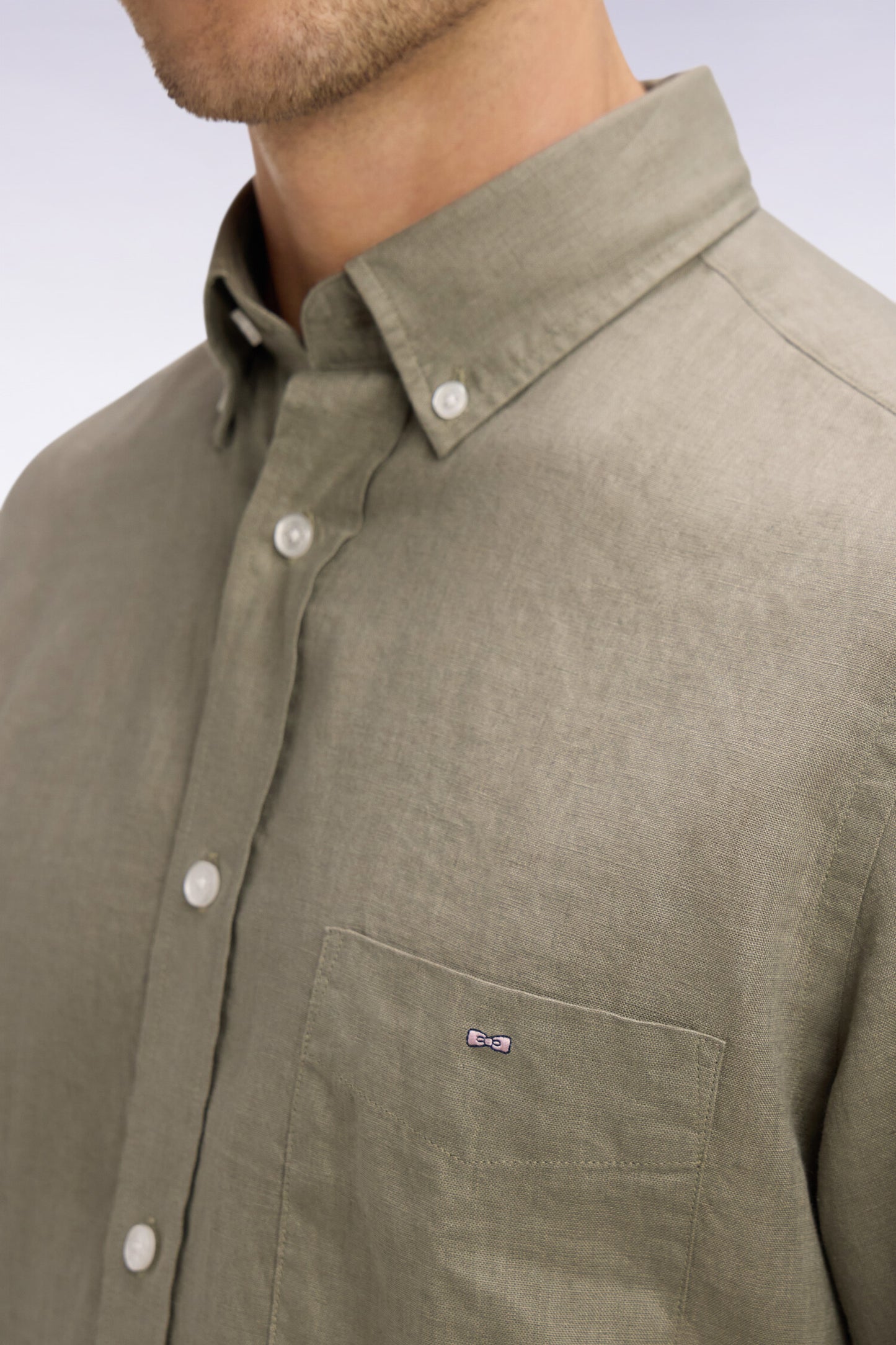 Chemise à manches courtes en lin marron