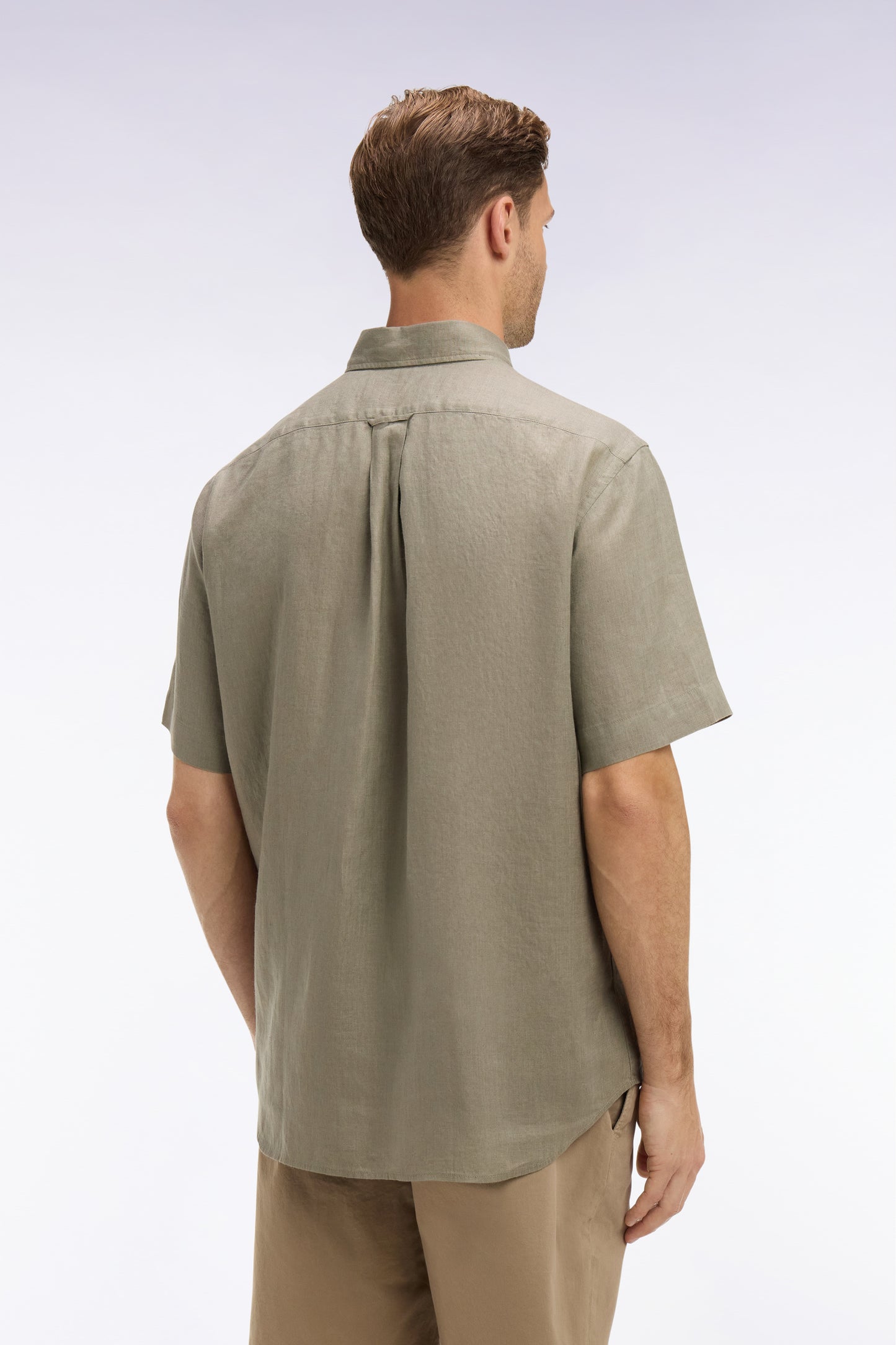 Chemise à manches courtes en lin marron